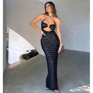 Phụ Nữ Dây Cổ Dài Đầm Sheer Cutout Backless Bodycon Đảng Đầm Cho Cocktail Đi Biển Câu Lạc Bộ Mùa Hè Dạo Phố