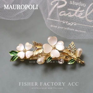 Mauropoli [Hàng Có Sẵn] Kẹp Tóc Đính Ngọc Mắt Mèo Giả Thời Trang Thanh Lịch Dễ Phối Đồ Cho Nữ