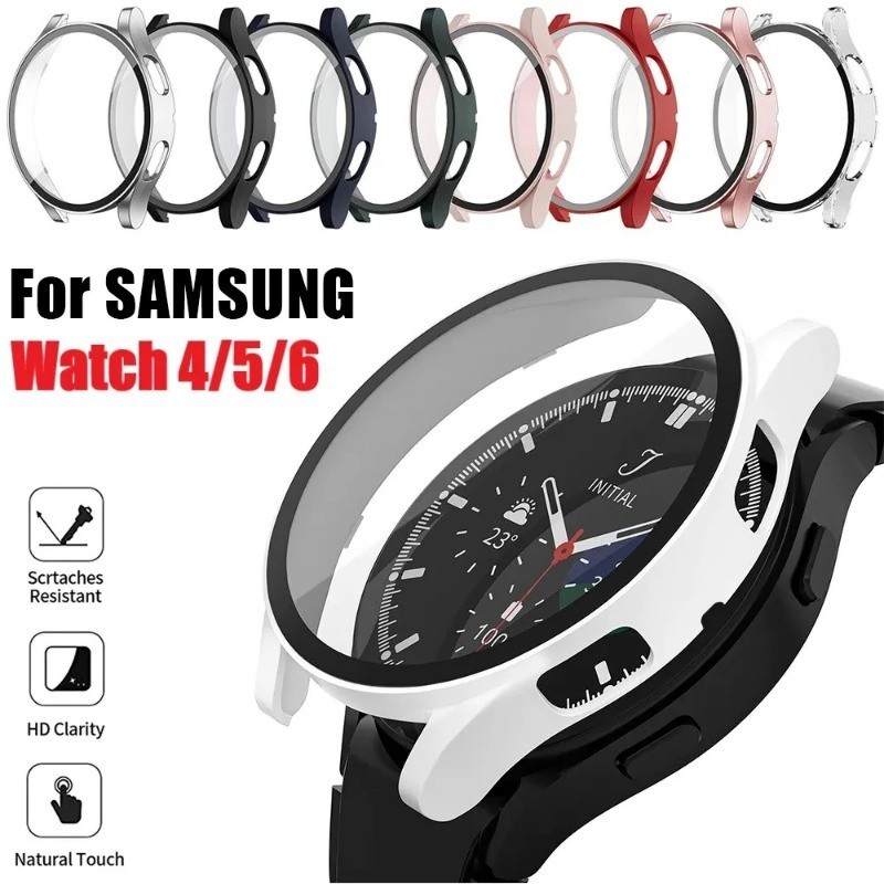 Ốp Lưng PC + KíNh CườNg LựC BảO Vệ ToàN DiệN Cho Samsung Galaxy Watch 6 5 Pro 45mm 44mm 40mm Galaxy Watch5