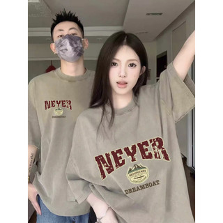 HIIXIIVI Áo thun unisex cotton tay ngắn, cổ tròn, form baggy, in độc đáo, phong cách cặp đôi