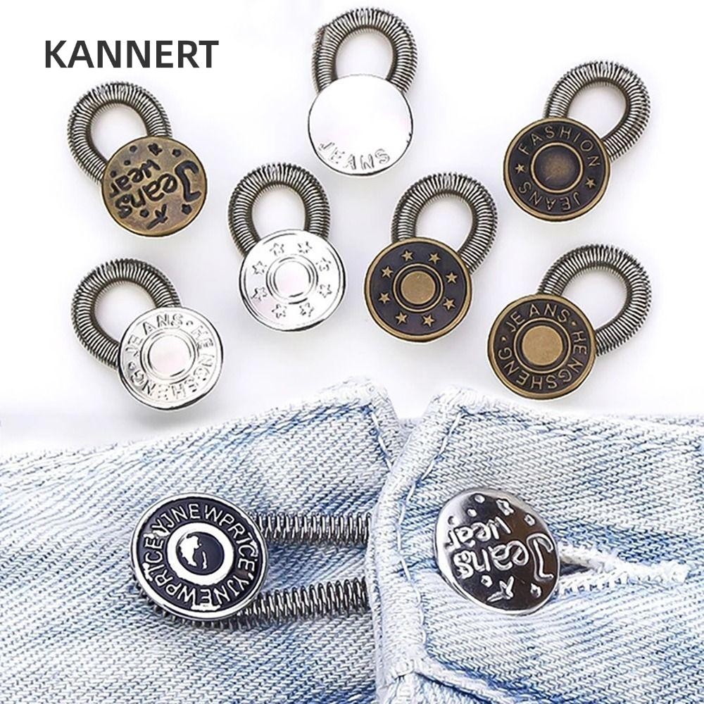 Kannert 10 Cái Eo Nối Dài, Quần Quần Co Giãn May Dụng Cụ Nút Lò Xo, Phụ Kiện Mở Rộng Đa Năng Kim Loại Co Giãn 17 Mm Nút Quần Jean