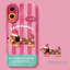Ốp điện thoại hình chó xúc xích màu hồng dễ thương + dây buộc cho iPhone 17 16 15 14 13 12 11 Pro Max X Xr Xs Max 7 8 Plus SE2020