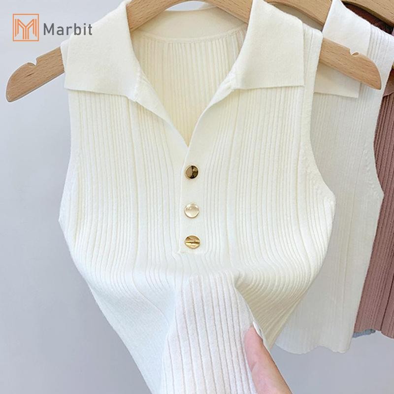 Marbit Thời Trang Thường Ngày Màu Trơn Gợi Cảm Đi Lại Nút Ngọt Ngào Ve Áo Vest Nữ Mới