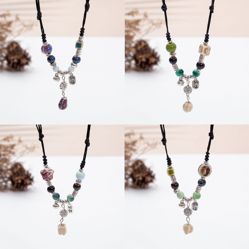 ❀❀Fine Vòng cổ Dân Tộc bohemian Đính Hạt Gốm Có Thể Điều Chỉnh