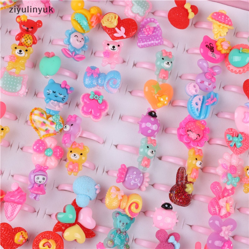 Ziyulinyuk Set 10 Nhẫn Nhựa Hoạt Hình Dễ Thương Cho Bé