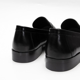 Giày lười nam công sở Fttleather da bò trơn màu đen mẫu 634