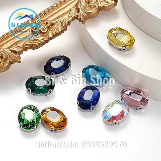 10 Viên Đá Đế Oval 10x14mm Pha Lê Đính Kết Trang Phục Thời Trang, Trang Trí Vương Miện