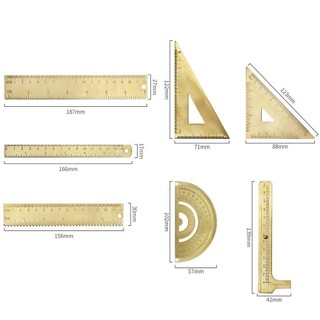 Risedot Thước Kẻ Vẽ Đánh Dấu Trang Sách Hình Tam Giác Bằng Đồng Thau Thẳng Màu Vàng Kim Cổ Điển Dùng Trong Trường Học / Văn Phòng