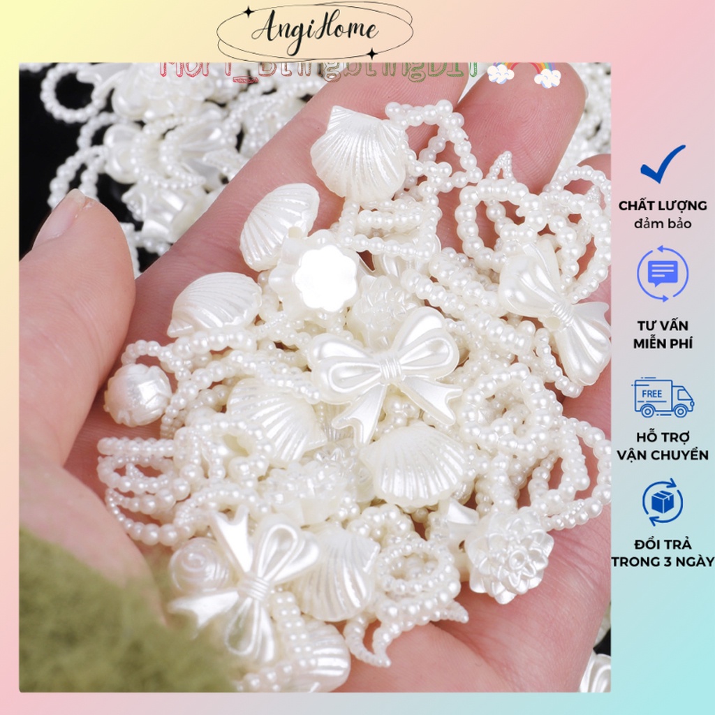Túi 5/10 Hạt Charm Phụ Kiện Hình Trái Tim, Ngôi Sao, Nơ Đính Kẹp Tóc ANGIHOME