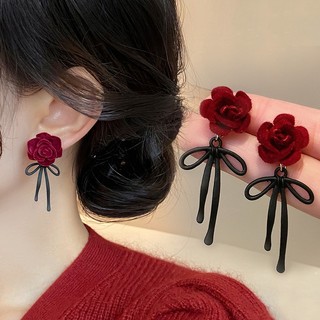 Khuyên Tai Nơ Đỏ Thiết Kế Đơn Giản Thời Trang Hàn Quốc