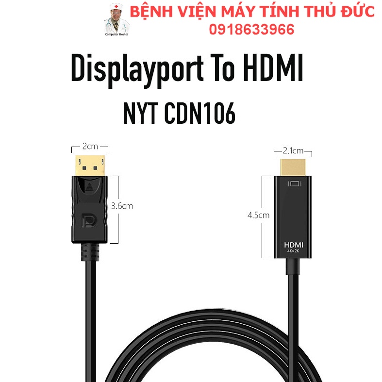 Cáp Displayport Sang HDMI Cao Cấp BVMTTD CDN106 BH 12T Đổi Mới
