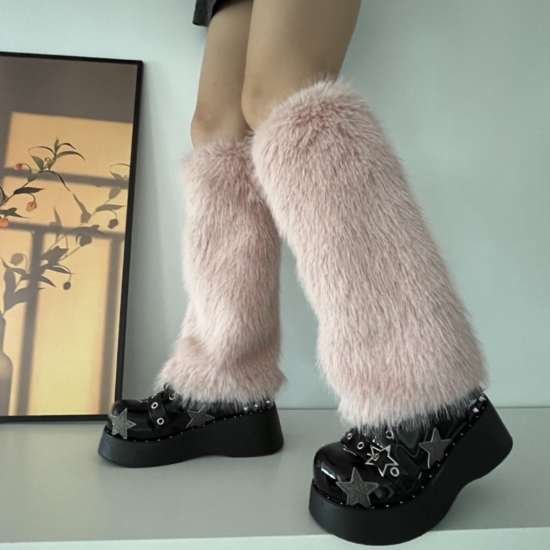 Woke Nữ Lông Thú Giả Giữ Ấm Chân Trang Phục Dự Tiệc Ấm Áp Mờ Chân Ấm Áp Boot Còng Bao