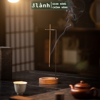 Giá Đỡ Nhang Trầm Hương 3 Lành Bằng Thanh Kim Loại Đế Gỗ ThôngTrang Trí Tâm Linh Thư Giãn