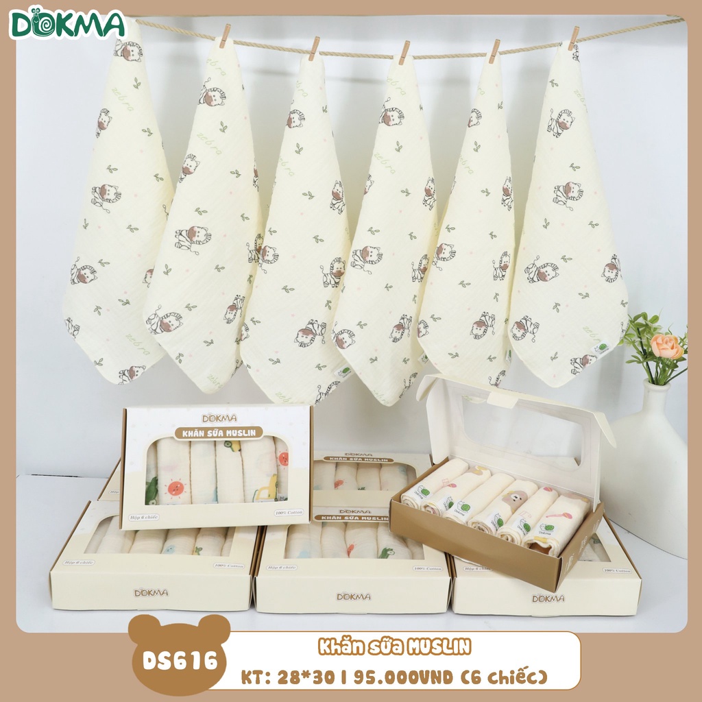 Khăn Sữa DOKMA Sợi Tre, Kháng Khuẩn 3 Lớp, 4 Lớp, Khăn Muslin 2 lớp