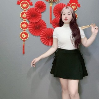 Chân váy ngắn thời trang Nhỏ Clothing Bigsize nữ dáng chữ A màu basic  Vải tây, có lót trong, chất vải tây mặc xinhCV404