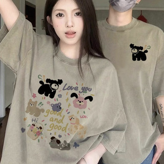 HIIXIIVI Thương Hiệu Mới Áo Thun Unisex Cotton Tay Ngắn Cổ Tròn In Độc Đáo Baggy Cặp Đôi