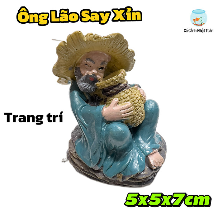 Ông Lão Say Xĩn Trang Trí Bể Cá Cảnh, Tiểu Cảnh, Non Bộ (5x5x7cm)