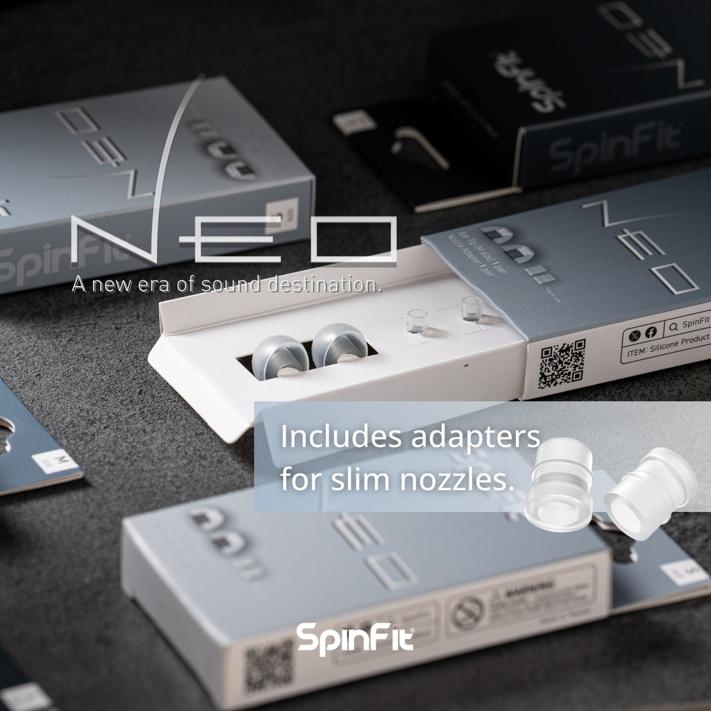 Đầu tai silicon SpinFit Neo cho tai nghe HIFI Đường kính vòi phun 4,5-5,5mm 1 cặp với bộ chuyển đổi vòi phun trục 3D