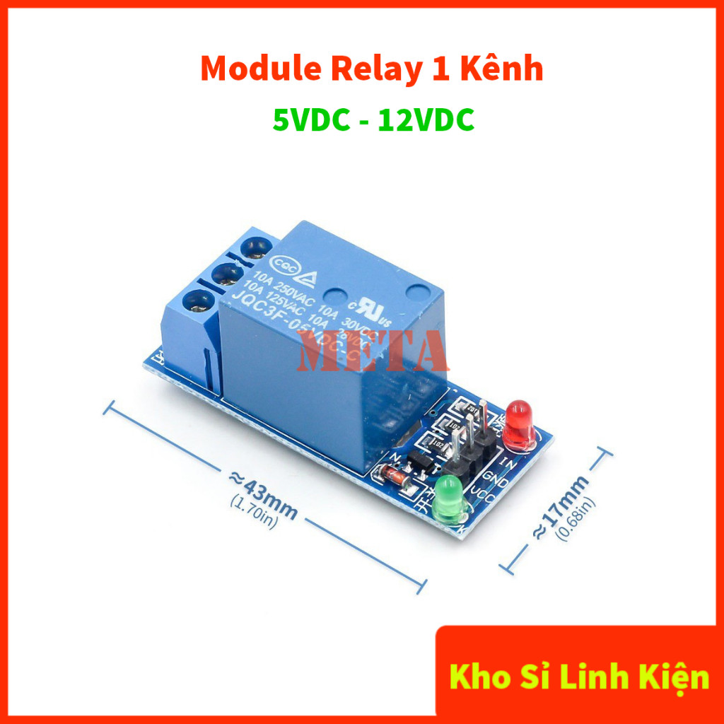 Module Relay 1 Kênh 5V 12V 24V Có Opto Cách Ly, Bảng Mạch Đỏ, Kích Mức ...