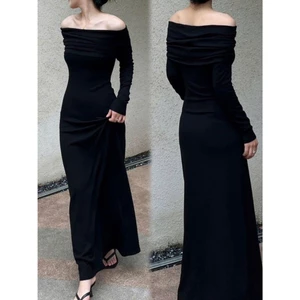 Đầm váy nữ thu đông dáng dài thiết kế trễ vai ôm body tôn dáng phong cách sexy quyến rũ XIMIMI SP238