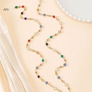Julyhot Thời Trang Nhiều Màu Sắc Giả Pha Lê Dài Hình Chữ Y Vòng Cổ Kim Loại Xương Đòn Dây Chuyền Ngày Lễ Trang Sức Cơ Thể Massivedeals
