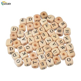 [Cuticate] Bộ 100 Hạt Gỗ Xâu Chuỗi Hình Chữ Cái 10mm