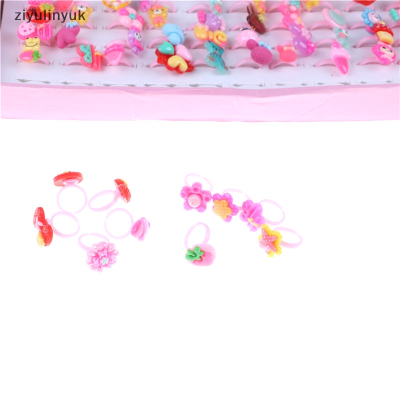 Ziyulinyuk Set 10 Nhẫn Nhựa Hoạt Hình Dễ Thương Cho Bé