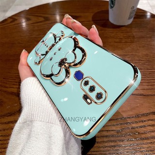 ốp lưng oppo a5 2020 a9 2020 Ốp Điện Thoại TPU Silicon Mềm Mạ Điện Gắn Gương Trang Điểm Hình Thỏ 3D Cho oppo a5 2020 a9 2020