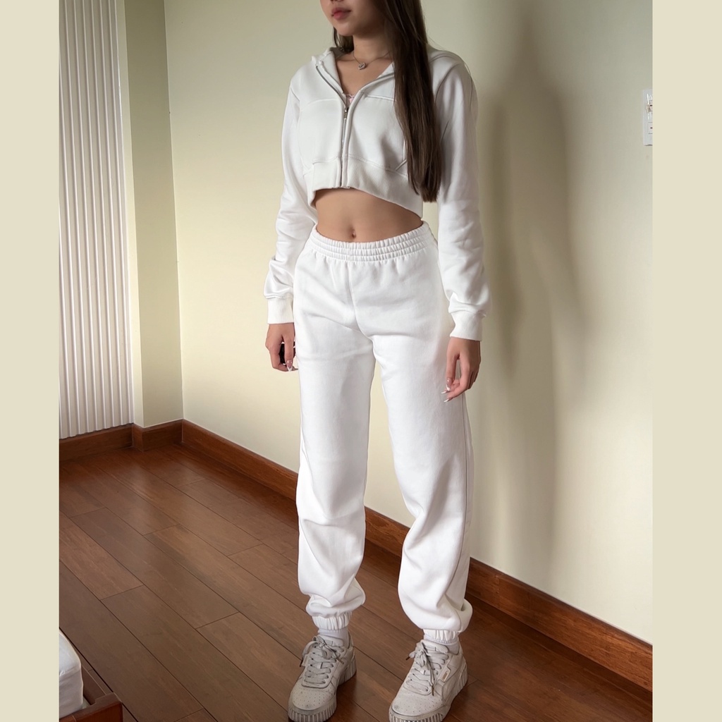 Set bộ nỉ Hoodie Zip Croptop và Quần Jogger Dài Augety Studio (Có tách lẻ)