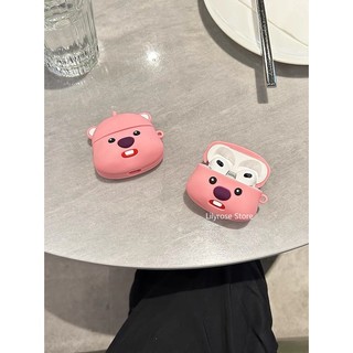 Ốp Lưng Thỏ Màu Hồng Silicon Cho AirPods Pro 1 2 3 Apple Earpod Bảo Vệ Vỏ Mềm Kính Mát Loopy Có Móc