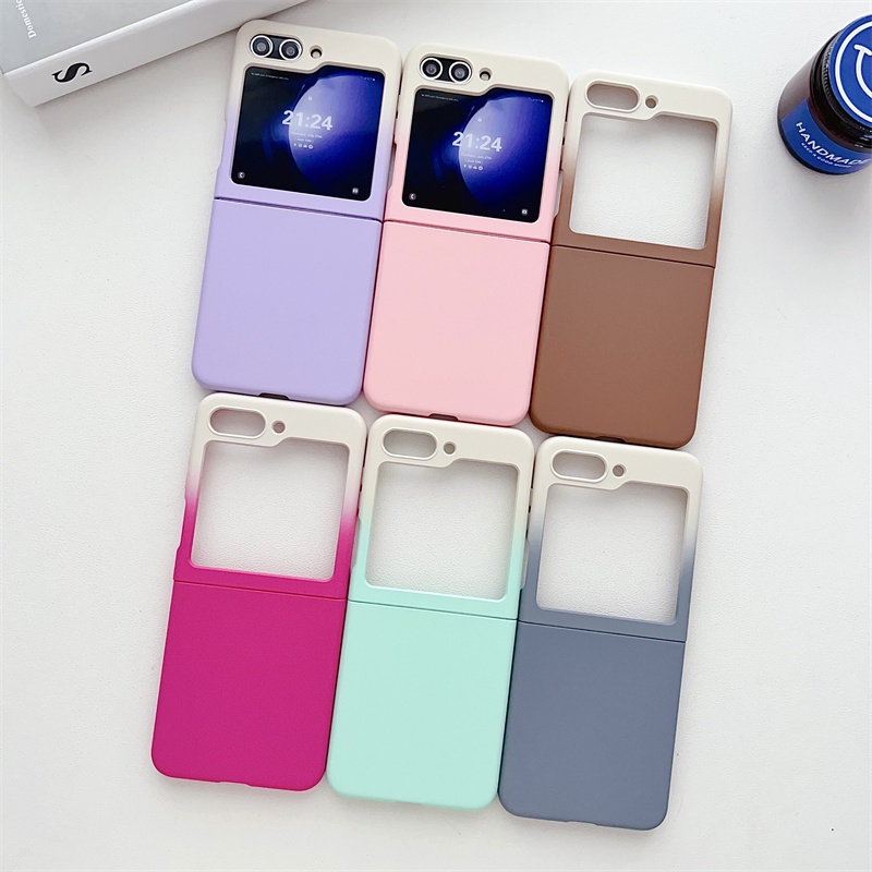Bao Da Điện Thoại Nắp Lật Màu gradient Thời Trang Cho samsung galaxy z flip 5 4 3 5g flip5 flip4 flip3 Ốp