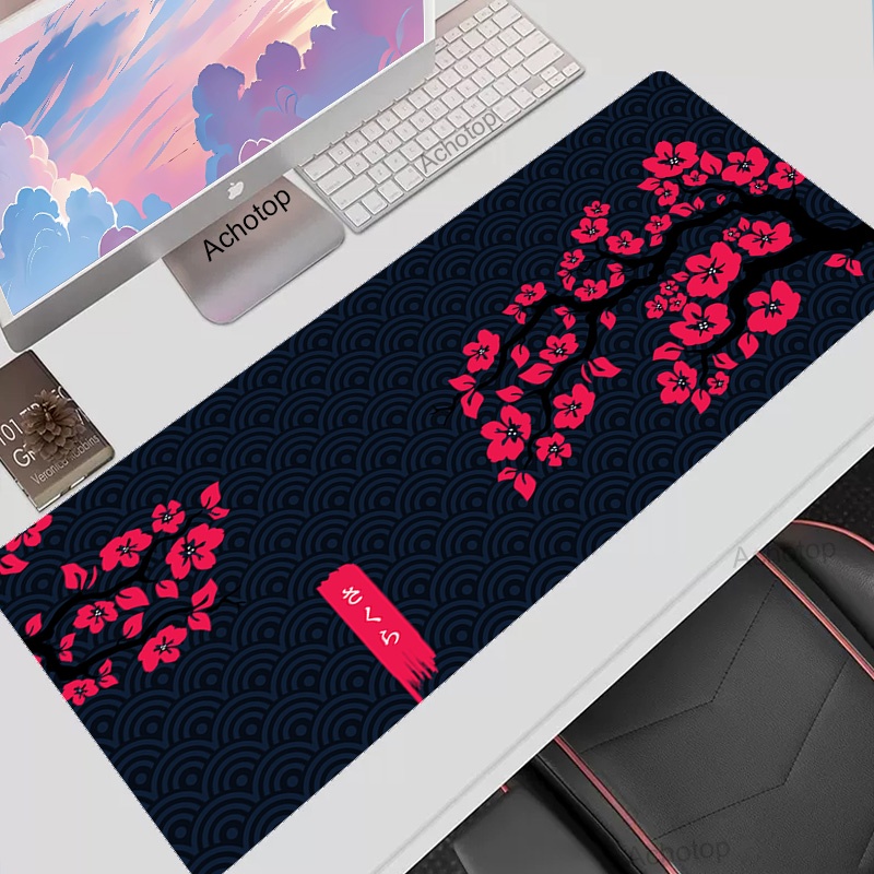 Sakura Miếng Lót Chuột Game Thủ Mousepads Chơi Game Lớn Mousepad Tím Hoa Anh Đào XXL Chuột Thảm Bàn Phím Lớn Thảm Để Bàn Cho Máy Tính