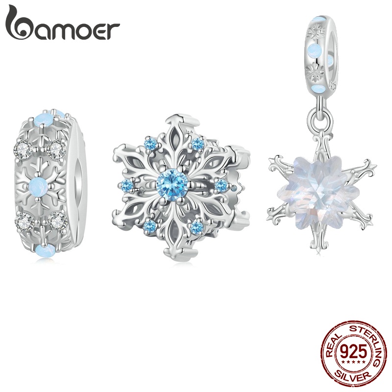 Mặt dây chuyền BAMOER hình bông tuyết bạc 925