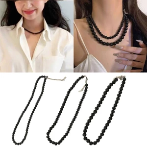 XGB Dây Vòng Cổ Ngọc Trai Đen Vòng Cổ Giả Ngọc Trai Choker Xương Đòn