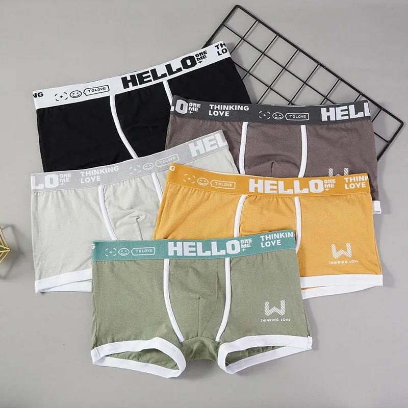 Ảnh Ecmln Quần Lót Boxer cotton Thoáng Khí In Chữ Phối Màu Tương Phản Thời Trang Cho Nam 2