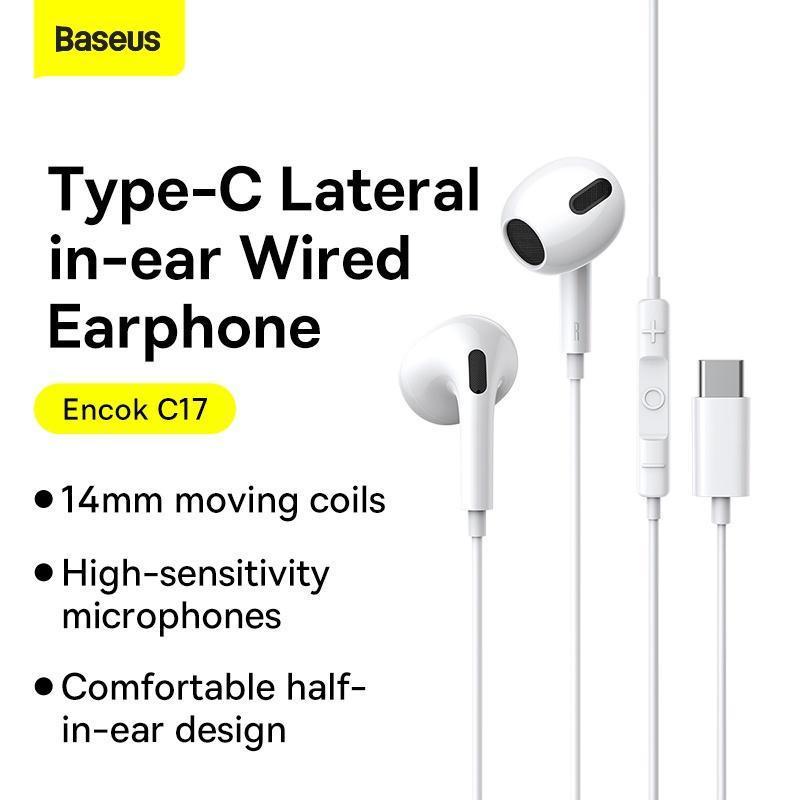 Tai Nghe Có dây H17/C17 Baseus loại C Type C Thích Hợp cho Huawei Mate 40 Samsung Xiaomi Oneplus Tai Nghe 3,5 mm có Mic