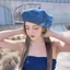 Mũ họa sĩ Cotton MERIGGIARE, Màu sắc tương phản Mũ nồi lông tơ hợp thời trang, Mũ nồi hoa trà mùa xuân hè thông thường