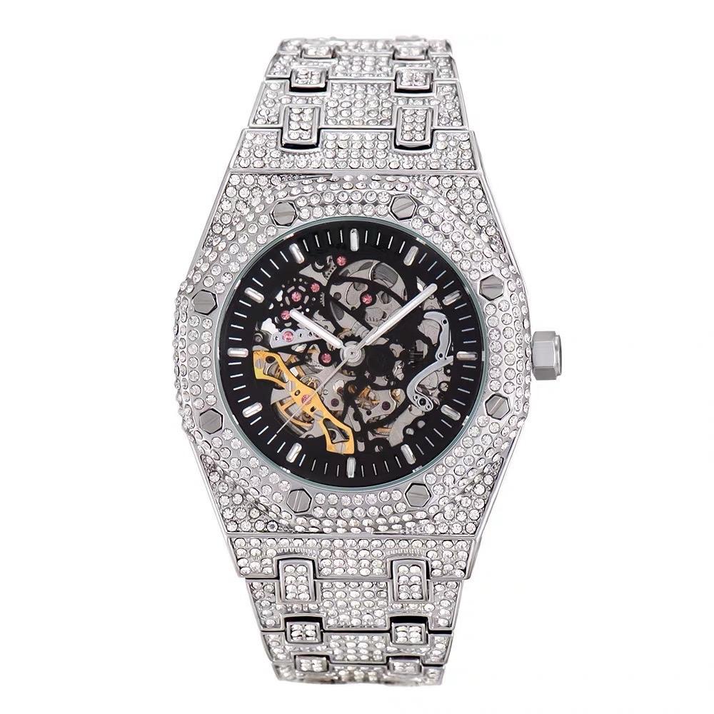 (Tặng nhẫn) Đồng hồ đính đá pintime kèm lịch sang trọng - PT01