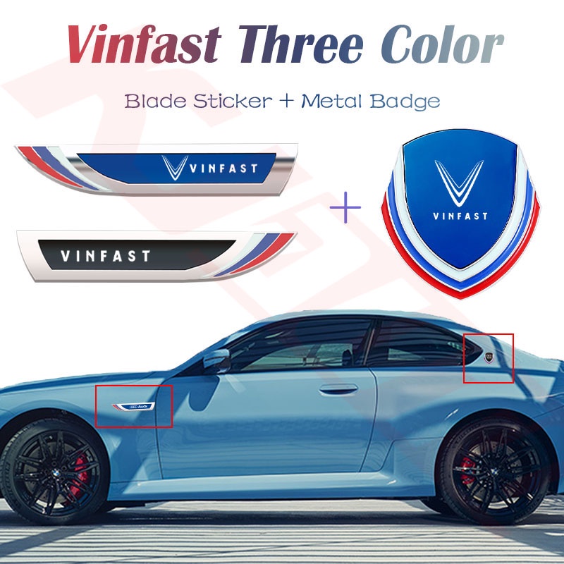 Bộ 4 Miếng Dán Kim Loại 3d Trang Trí Cửa Sổ Xe Hơi vf 8 vf 9 vf e34 lux a fadil president sa vf e34
