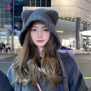 Mũ Len Trùm Tai Giữ Ấm Mùa Đông Hình Tai Gấu Dễ Thương Phong Cách Hàn Quốc Cho Nữ Mới