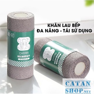 Cuộn khăn lau bếp, chà xoong nồi đa năng dày dặn thấm hút có thể tái sử dụng 20x20cm