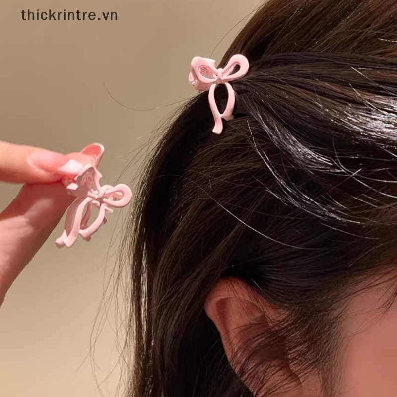 THI Phong Cách Hàn Quốc Màu Trơn Nơ Thiết Kế Hợp Kim Vuốt Tóc Hợp Thời Trang Barrettes Kẹp Bên Cô Gái Phụ Kiện Tóc Mũ Đội Đầu VN