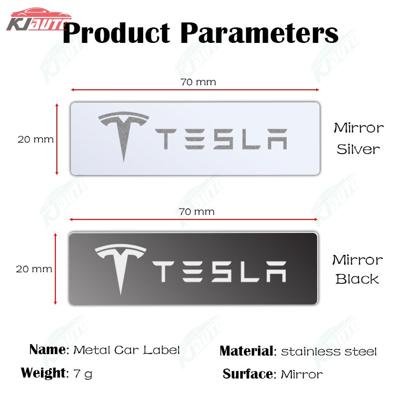 Tesla Miếng Dán logo 3d Bằng Kim Loại Tráng Gương Trang Trí Xe Hơi tesla model 3 x