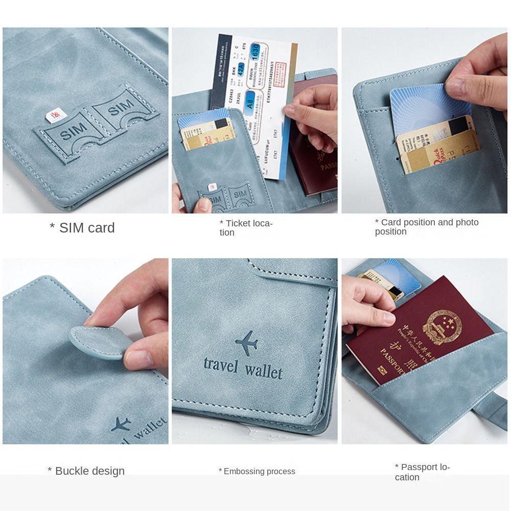 Túi đựng hộ chiếu HOBBYIN, Hộp đựng hộ chiếu RFID bằng da đa chức năng, Hộ chiếu ví RFID chống nước siêu mỏng di động