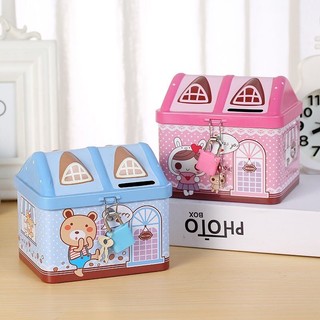 Két đựng tiền hình ngôi nhà - Két sắt mini tiết kiệm tiền cho bé (có khóa)