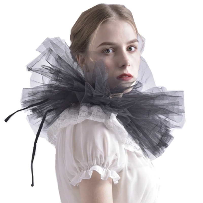 KING Victoria Cổ Xù Cổ Áo Ruffled Cổ Ngọt Ngào Xù Cho Áo Sơ Mi