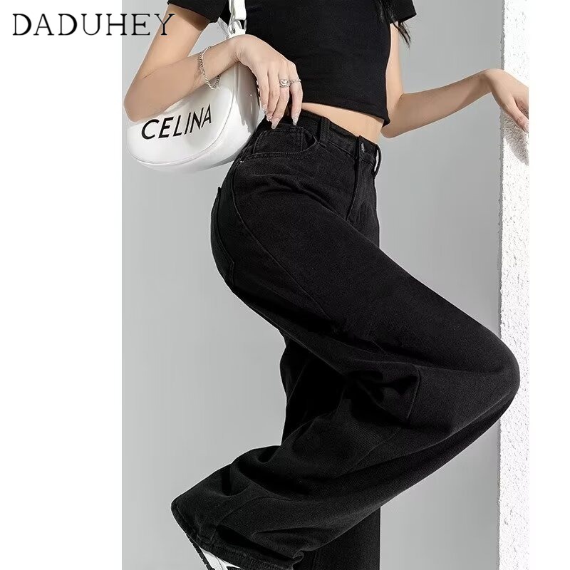 Ảnh Quần jeans DADUHEY ống rộng lưng cao phong cách đường phố Mỹ cổ điển cao cấp cỡ lớn 4