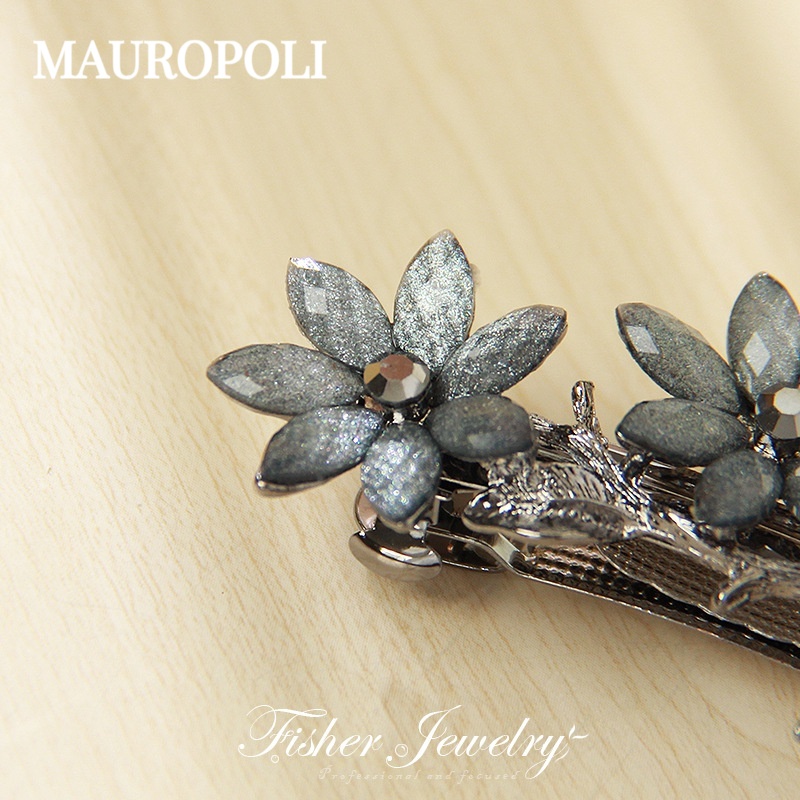 Mauropoli [Hàng Có Sẵn] Kẹp Tóc Đuôi Ngựa Đính Đá Nhiều Màu Phong Cách retro Cao Cấp Dành Cho Nữ