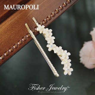 Mauropoli Bộ kẹp tóc hoa đường cong ngọc trai cổ tích, tinh tế, kẹp phẳng giữ tóc gãy, phụ kiện tóc