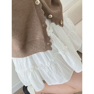 Chân Váy Nữ - Chân Váy Ngắn Dáng Xòe Chân Váy Tầng Bèo Lót trong cạp chun Chất Thô Hạt Cakecat